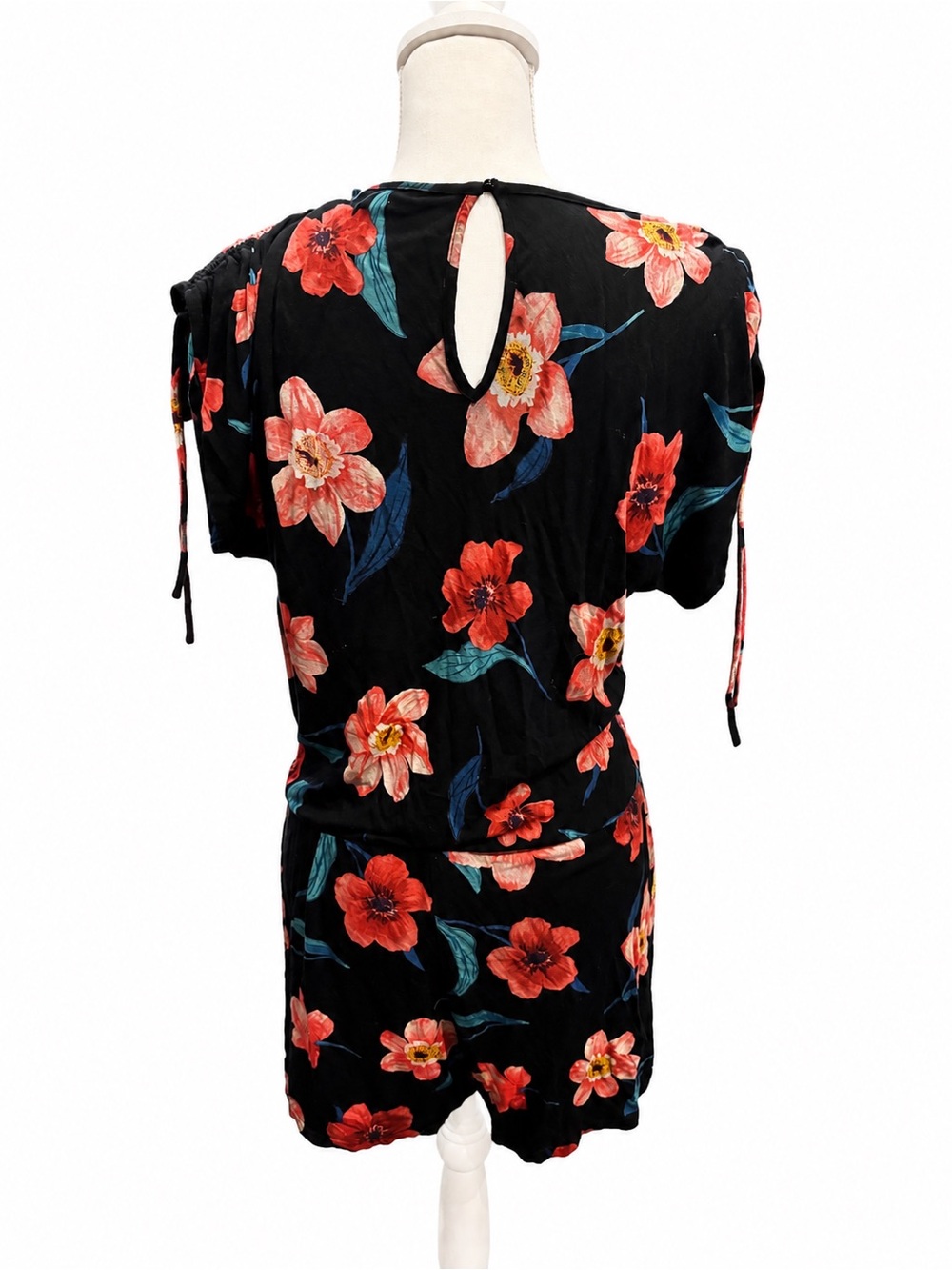 Market & Spruce Black Romper with Red Floral Accents - Picture 2 of 5